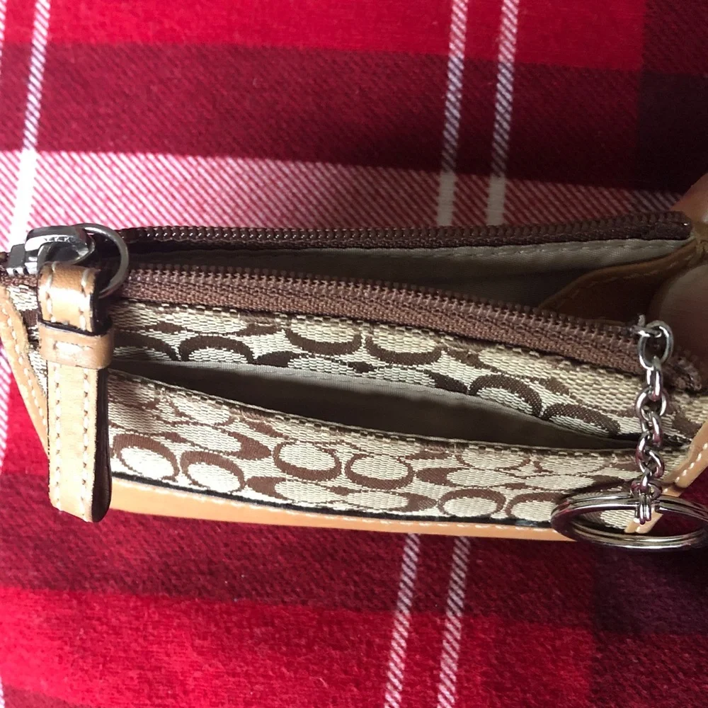 Coach Brown and Tan Signature Card Holder and Keychain - Picture 5 of 6